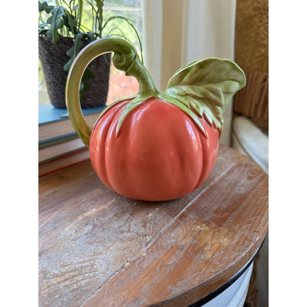 Vintage 1985 The Haldon Group Ceramic Tomato Pitcher Light Orange Coral Color